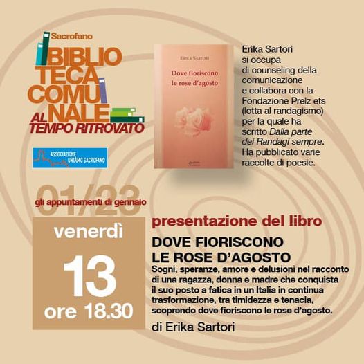 INCONTRO IN BIBLIOTECA: PRESENTAZIONE LIBRO “DOVE FIORISCONO LE ROSE D’AGOSTO”