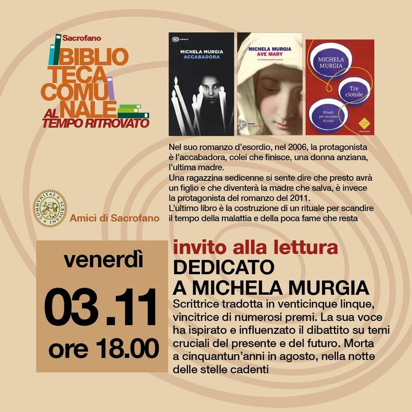 INVITO ALLA LETTURA: DEDICATO A MICHELA MURGIA 