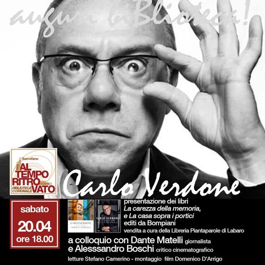  BIBLIOTECA : CARLO VERDONE INCONTRA SACROFANO SABATO 20 APRILE