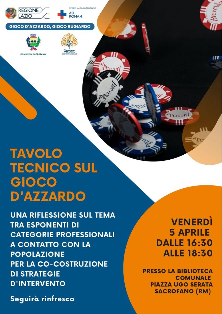 TAVOLO TECNICO SUL GIOCO D’AZZARDO: BIBLIOTECA VENERDÌ 5 APRILE