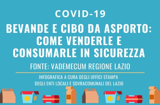 Locandina Informazioni su come vendere e consumare in sicurezza bevande e cibo da asporto