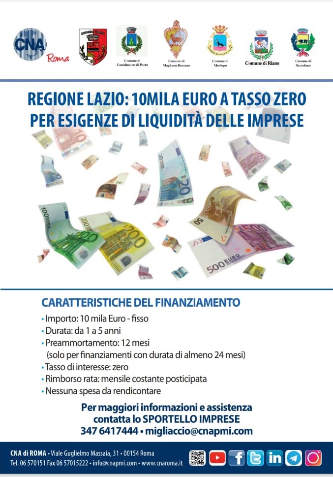 Locandina Finanziamento Regione Lazio