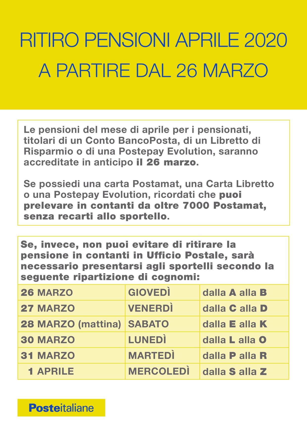 Calendario ritiro pensioni	