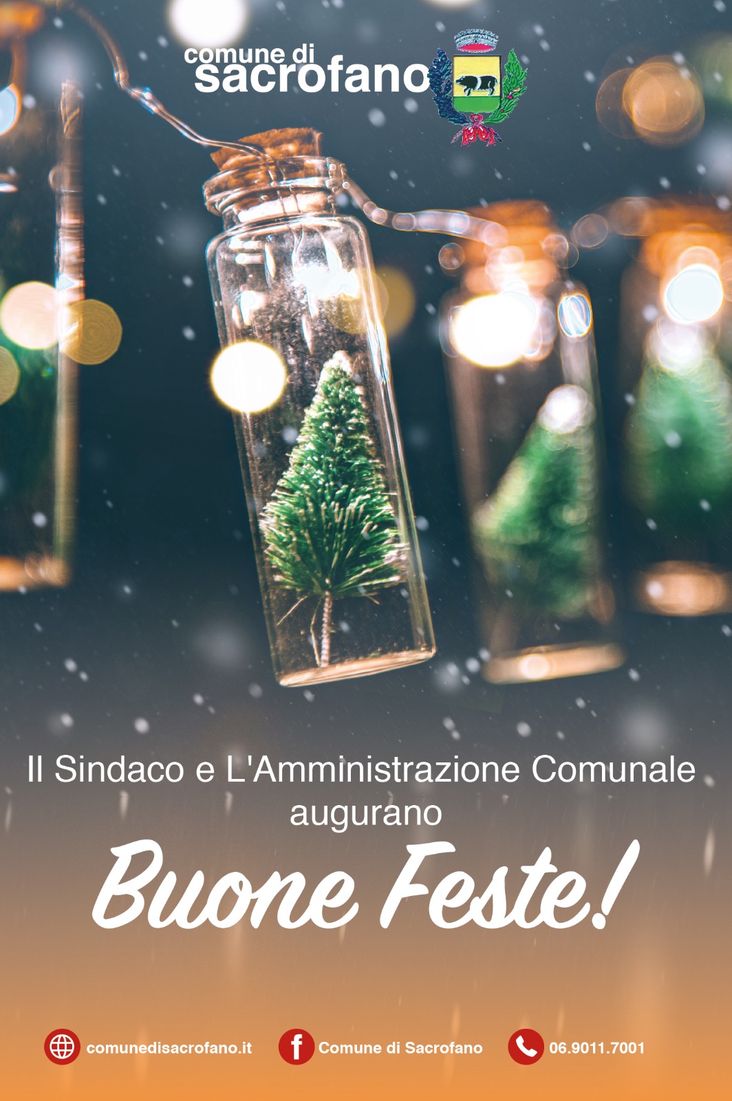 Locandina di auguri di buone feste da parte dell'amministrazione comunale