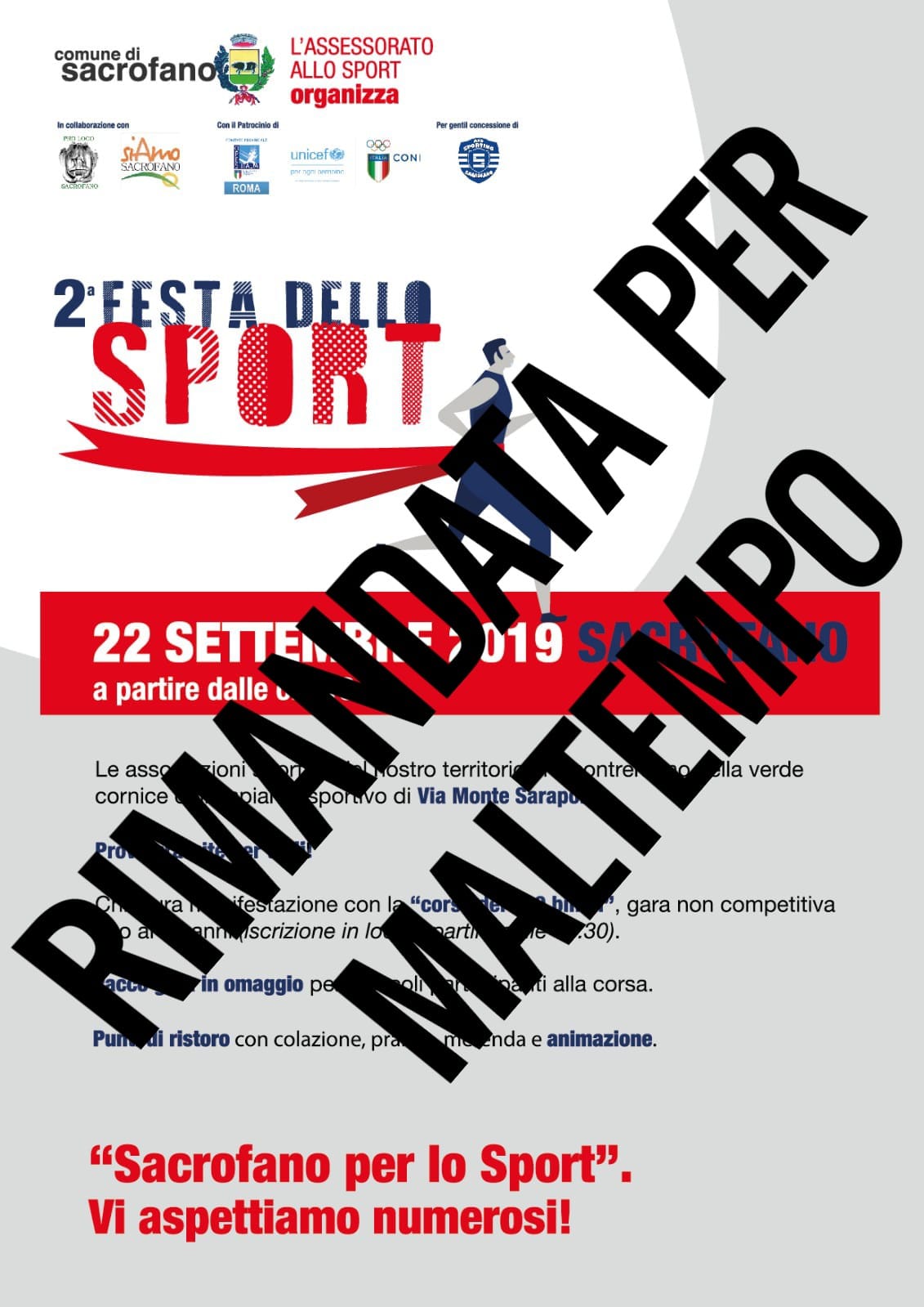 Locandina dell'evento rimandato
