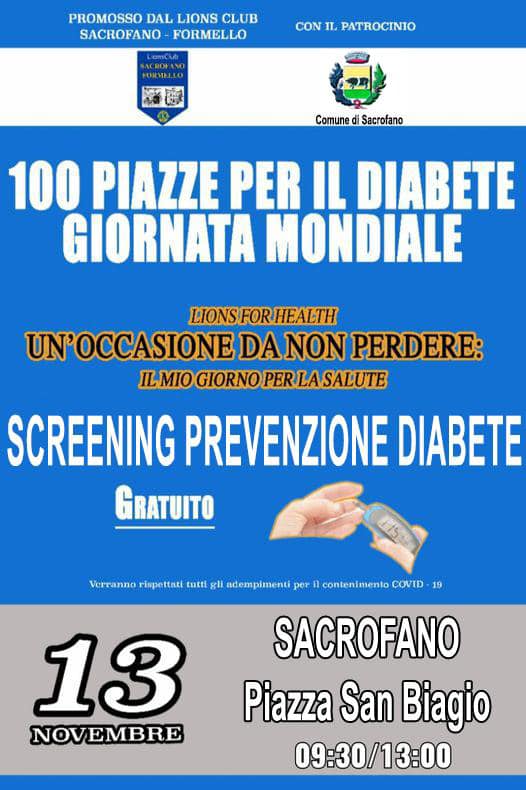 PREVENZIONE DEL DIABETE: 13 NOVEMBRE GIORNATA SCREENING GRATUITO A SACROFANO