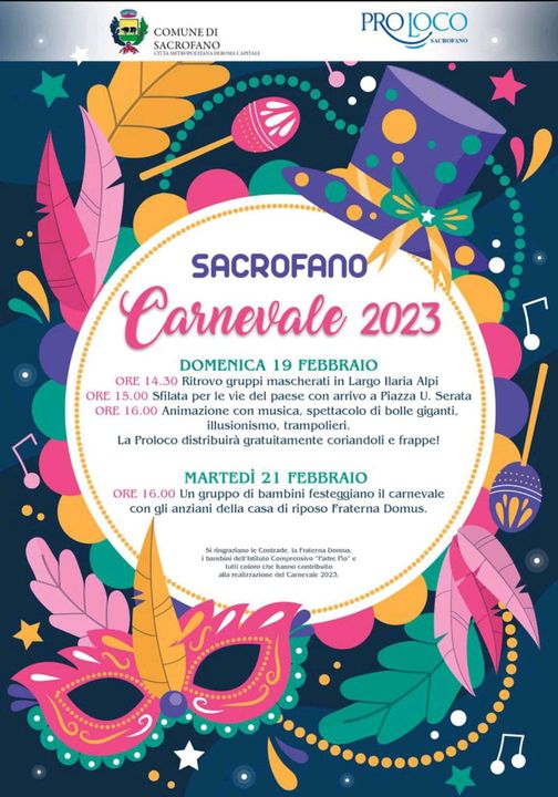 SACROFANO: IL CARNEVALE 2023 È IN PIAZZA CON MUSICA E GIOCHI 