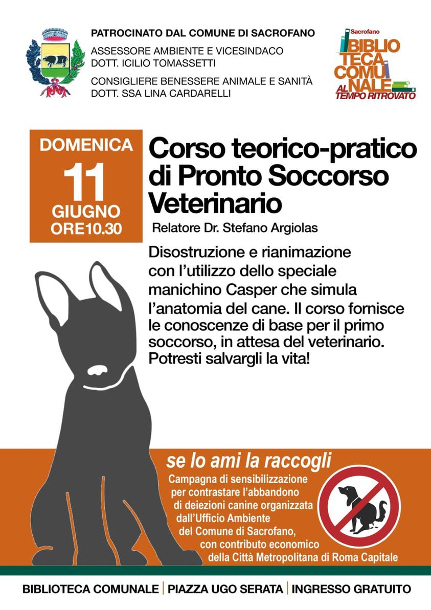 A SACROFANO UN CORSO TEORICO-PRATICO DI PRONTO SOCCORSO VETERINARIO