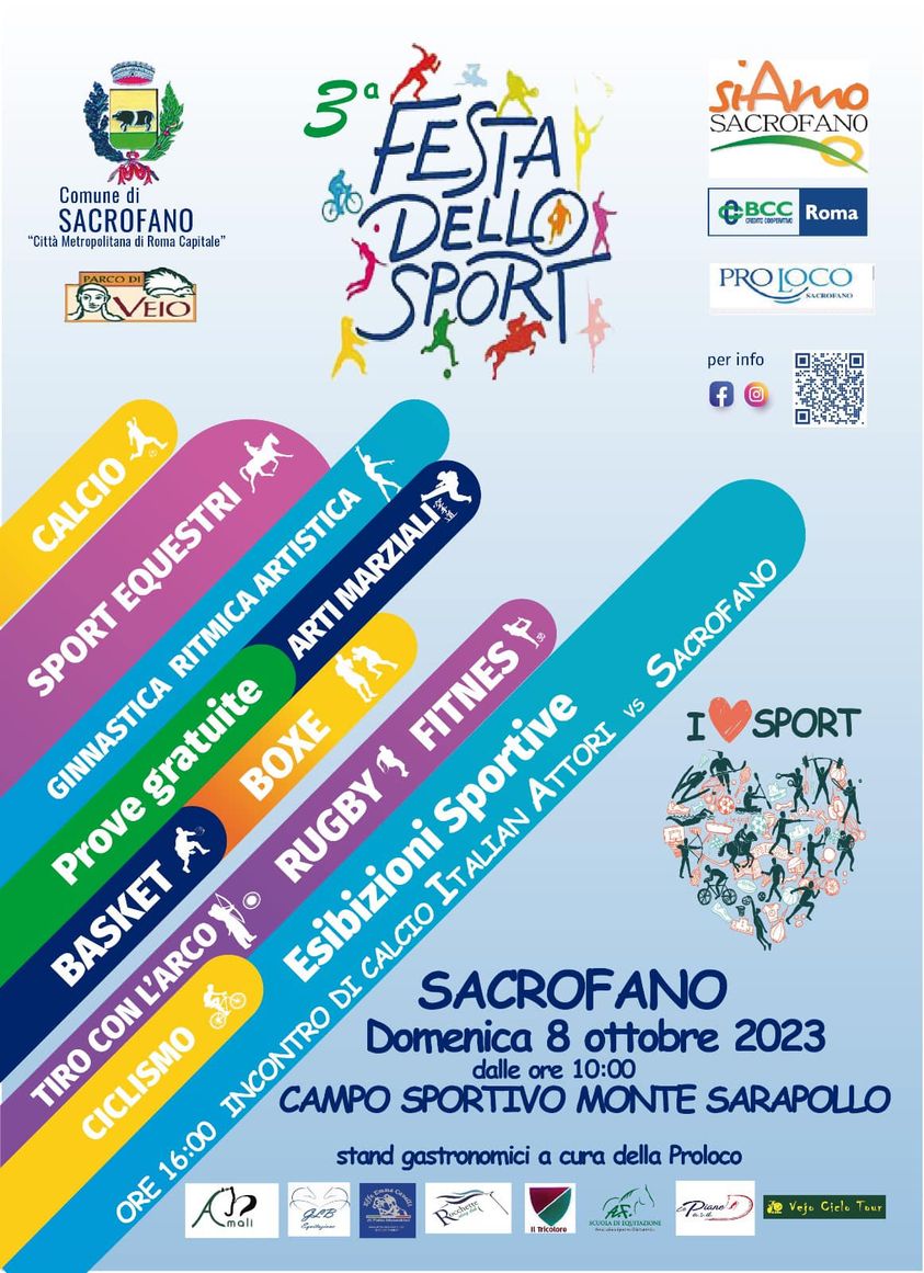  DOMENICA 8 OTTOBRE: A SACROFANO LA FESTA DELLO SPORT 