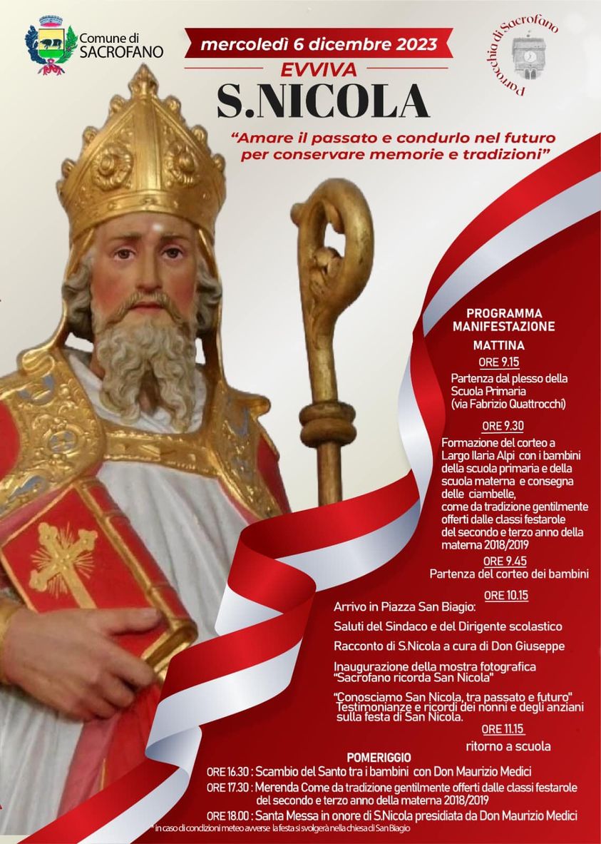 MERCOLEDÌ 6 DICEMBRE: FESTA DI SAN NICOLA