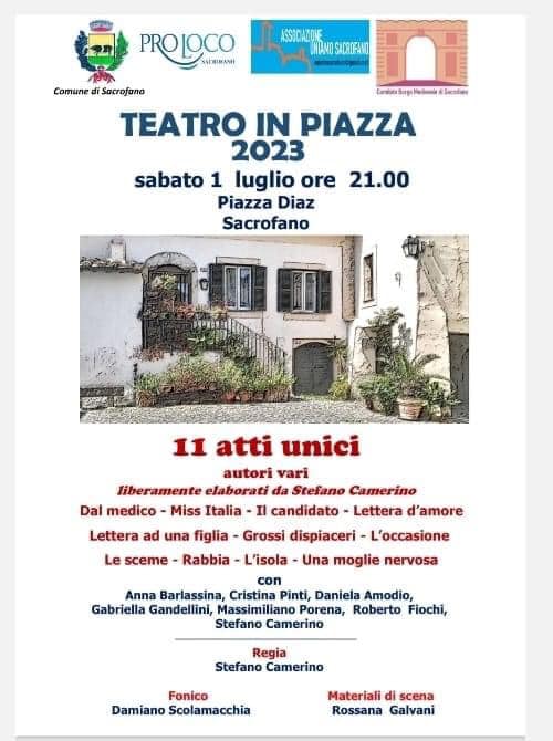 SACROFANO: TORNA IL TEATRO IN PIAZZA CON “11 ATTI UNICI”