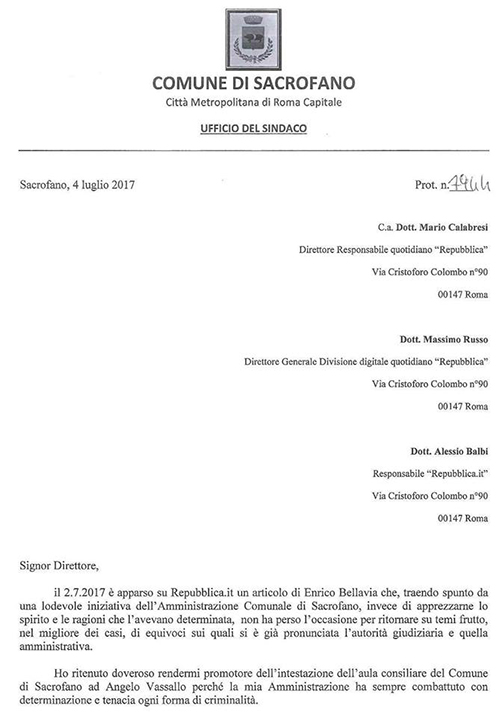 Lettera di Rettifica - pagina 1