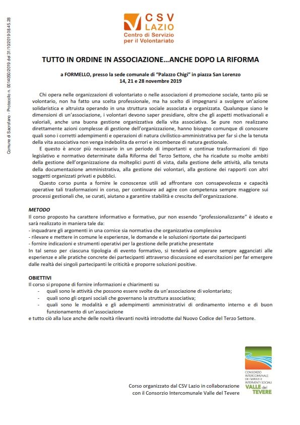 Brochure informativa del corso