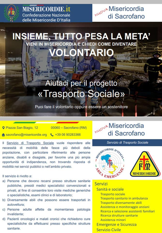 Locandina SERVIZIO DI “TRASPORTO SOCIALE” 