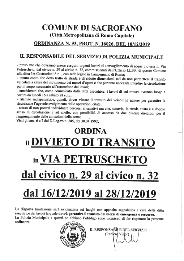 Testo integrale dell'ordinanza