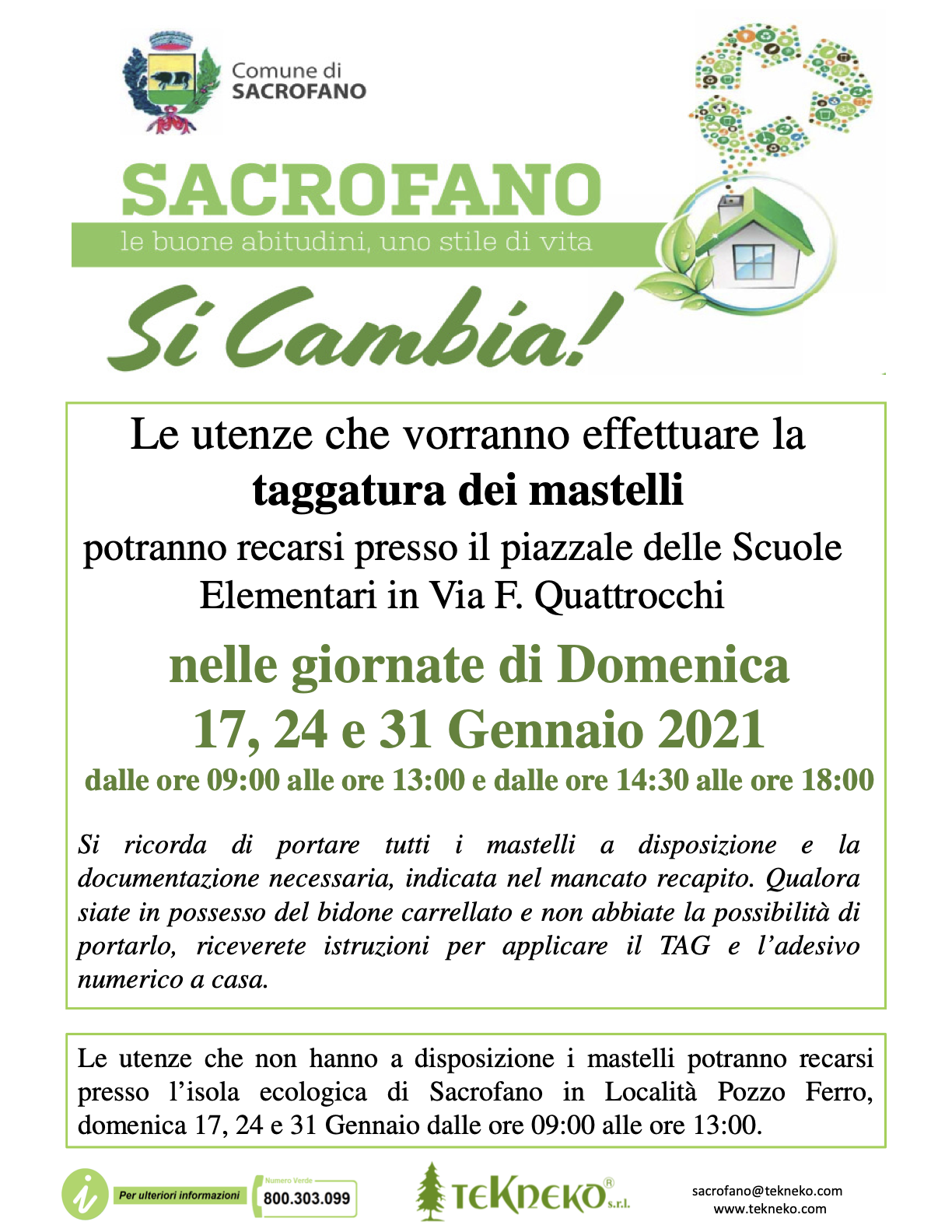 punti di taggatura domenica 17 24 e 31 gennaio 2021