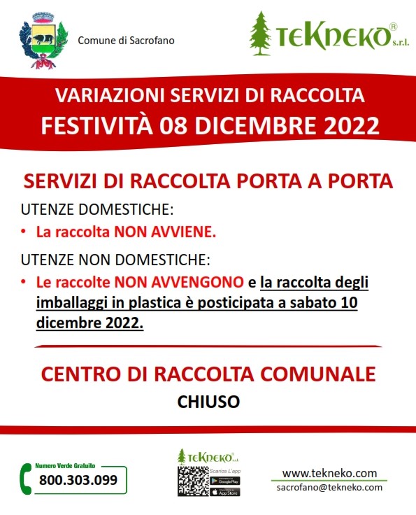 Servizi festività 08 dicembre 2022 Sacrofano 001