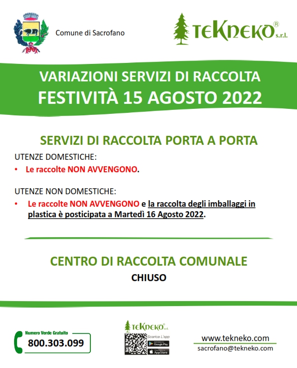 Servizi festività 15 agosto 2022 Sacrofano 001